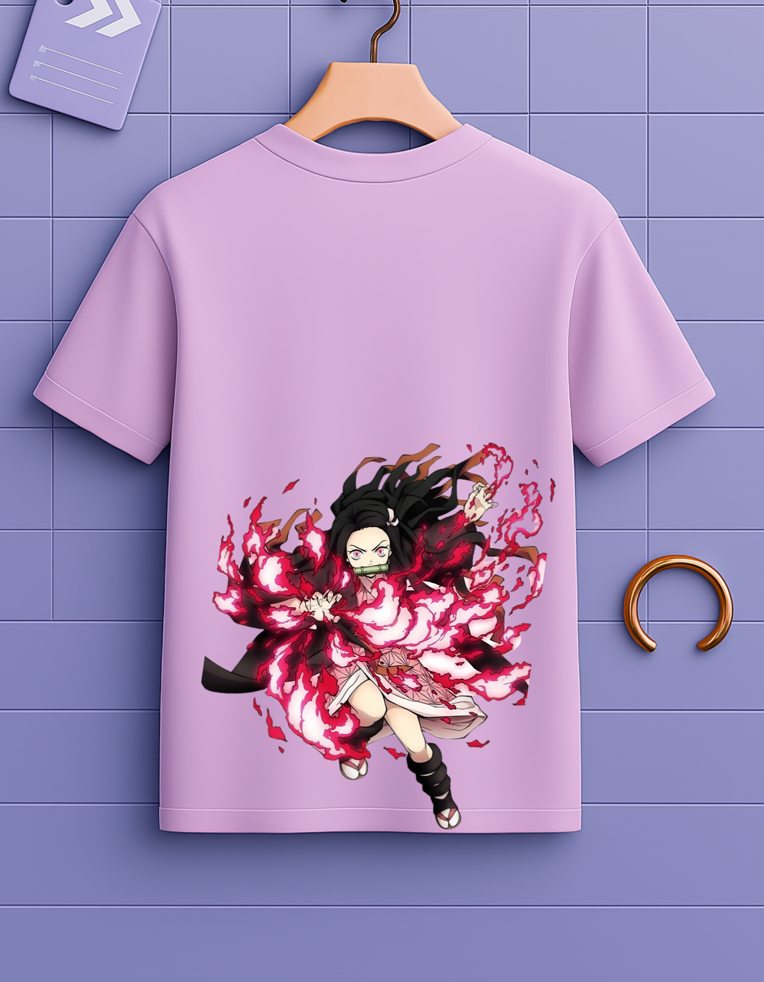 Nezuko Kamado Flame Aura Anime Graphic Tee – Oversized Fit (Unisex)