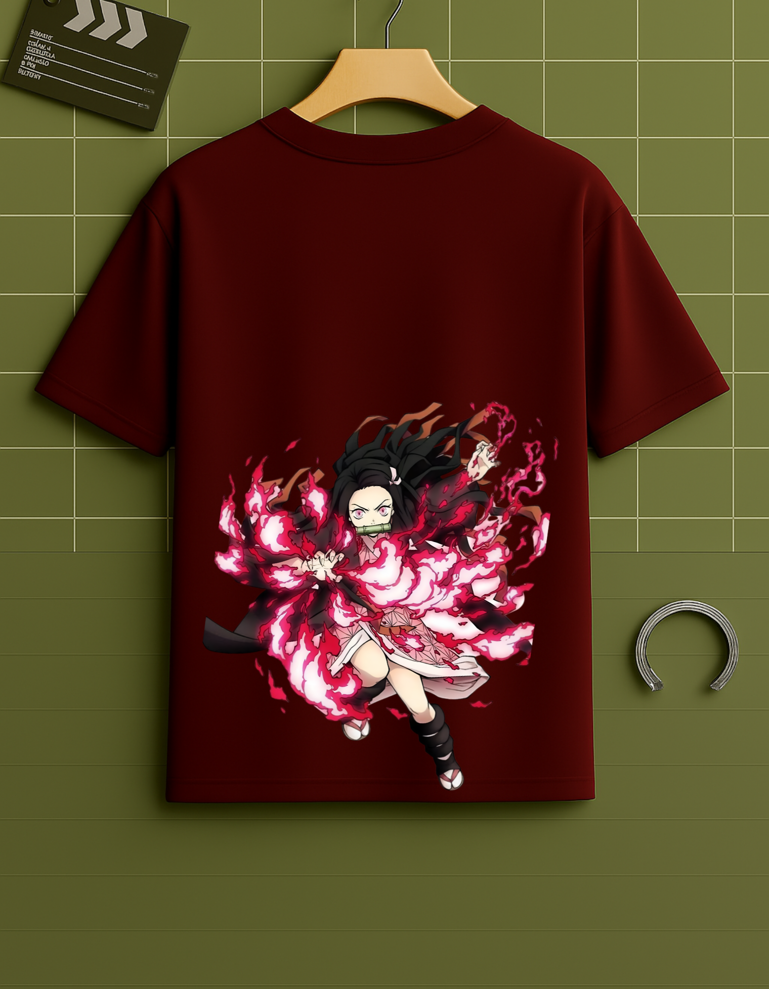 Nezuko Kamado Flame Aura Anime Graphic Tee – Oversized Fit (Unisex)