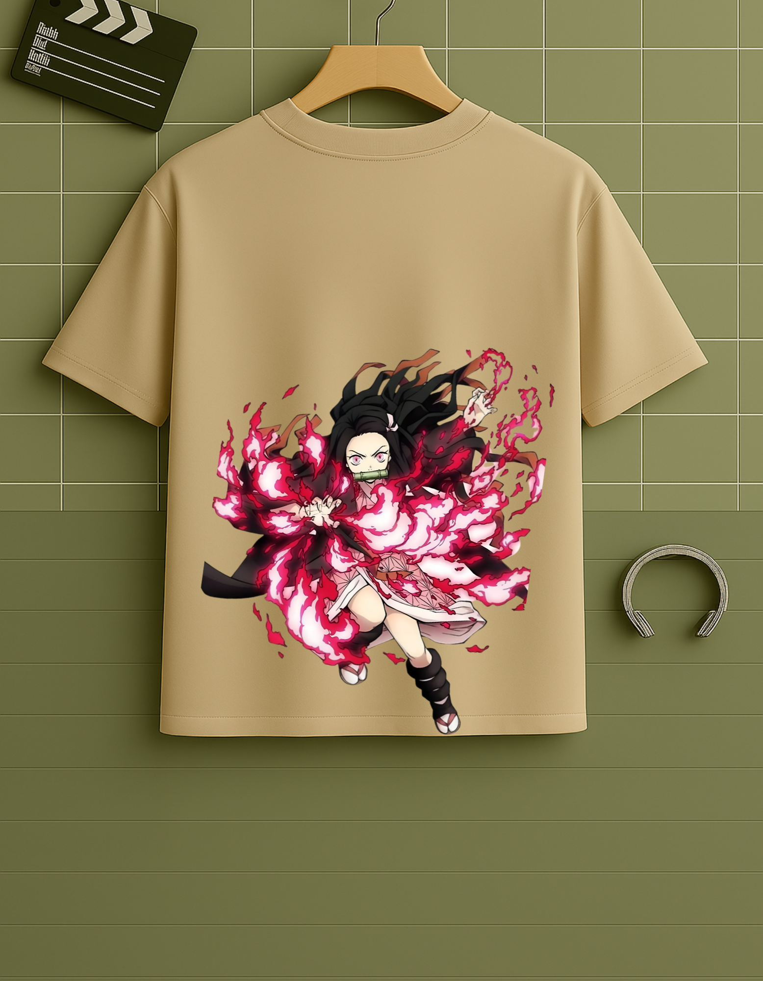 Nezuko Kamado Flame Aura Anime Graphic Tee – Oversized Fit (Unisex)