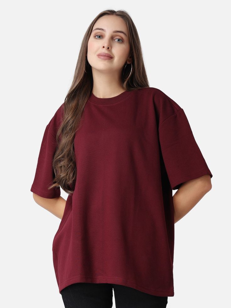 Plain Oversized T-Shirt | Maroon Colour | Unisex Streetwear Fit