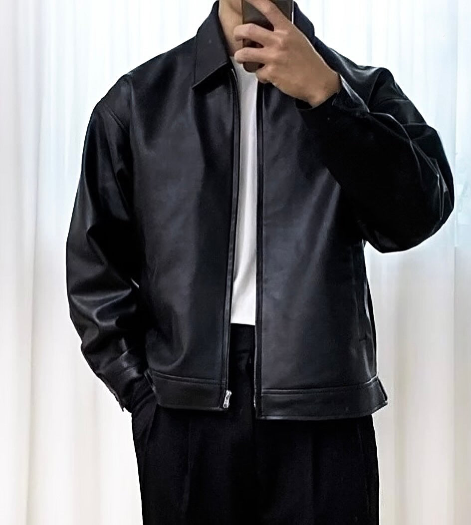 Basic Synthetic Leather Jacket ( Pre-Orders only )